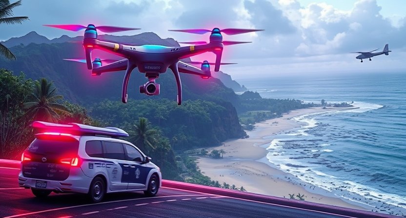 Hawaii police sure the area with drone