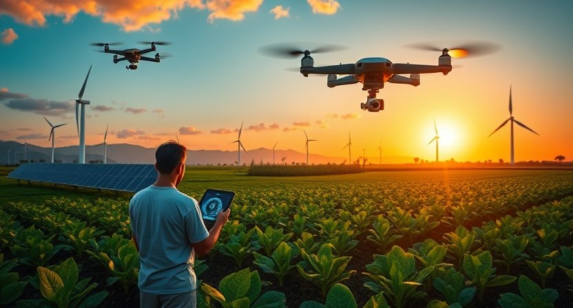 A men care his Hawaiian agricultural field with drone