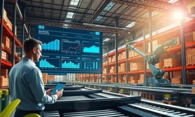 A men manage the supply chain control by AI