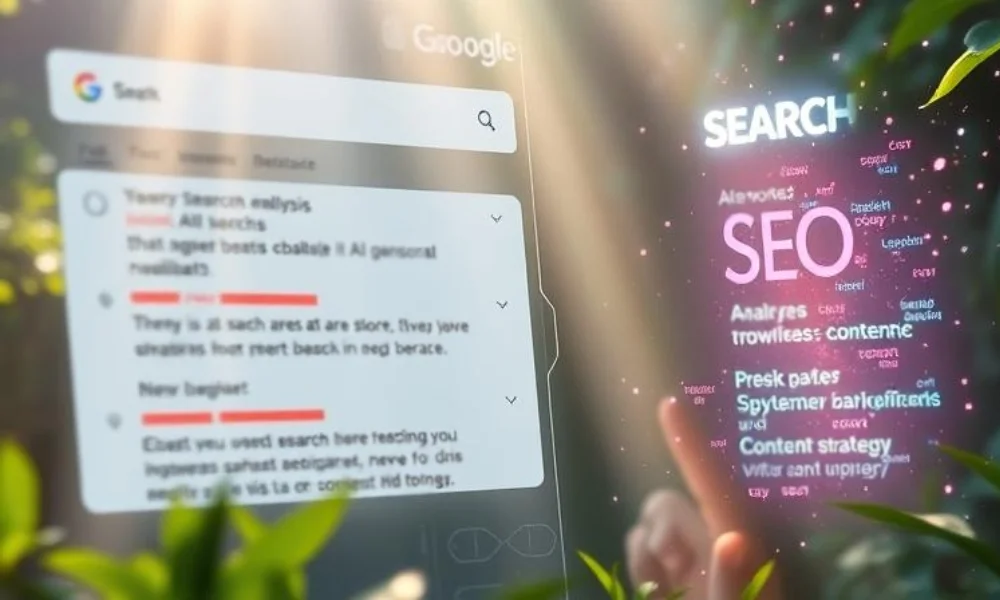 AI chatbot analyzing search results and generating direct answers, showcasing the impact of AI on SEO and content strategy.