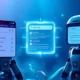Comparison of Claude AI and ChatGPT for web search accuracy, featuring a futuristic digital interface with glowing data streams and AI-powered search analysis.