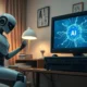 Gemini Robotics robot helping with chores in a cozy American living room.