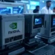 NVIDIA-branded AI chip hardware in a semiconductor manufacturing facility.