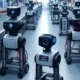 Modern warehouse with robots using computer vision for inventory tracking