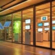 A high-tech green warehouse with AI-powered systems, featuring smart dashboards, solar panels, and efficient lighting, optimizing supply chain operations and reducing carbon emissions in a U.S. business environment.