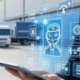 Young woman holding a tablet screen with real-time order tracking powered by AI in supply chain logistics.