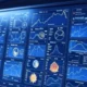 A futuristic dashboard displaying real-time freight monitoring with AI, featuring live GPS, IoT sensor data, and predictive analytics, integrated into a vehicle interface, enhancing logistics efficiency in the U.S. industry.